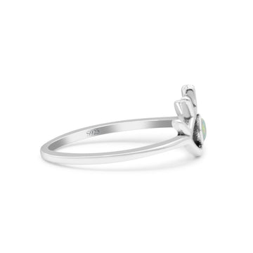 Eye Evil Thumb Ring Round Statement Fashion Ring Lab Created White Opal Oxidized Band 925 Sterling Silver